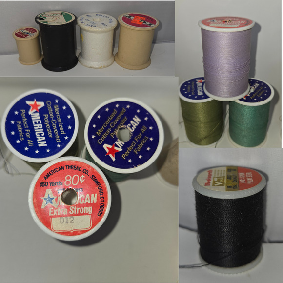 Vintage Green Wood Sewing Box w/ Spool Caddy 70+ Thread Spools JP Coats TG&Y - Picture 8 of 16